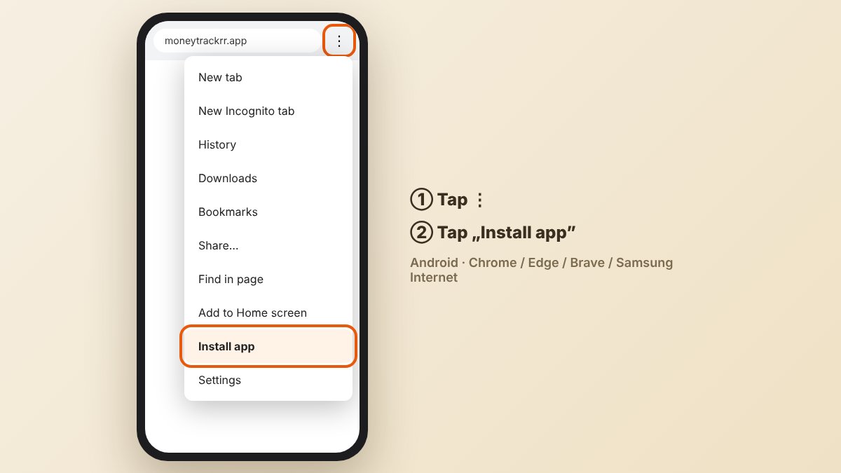 Android – the ⋮ menu and the "Install app" option