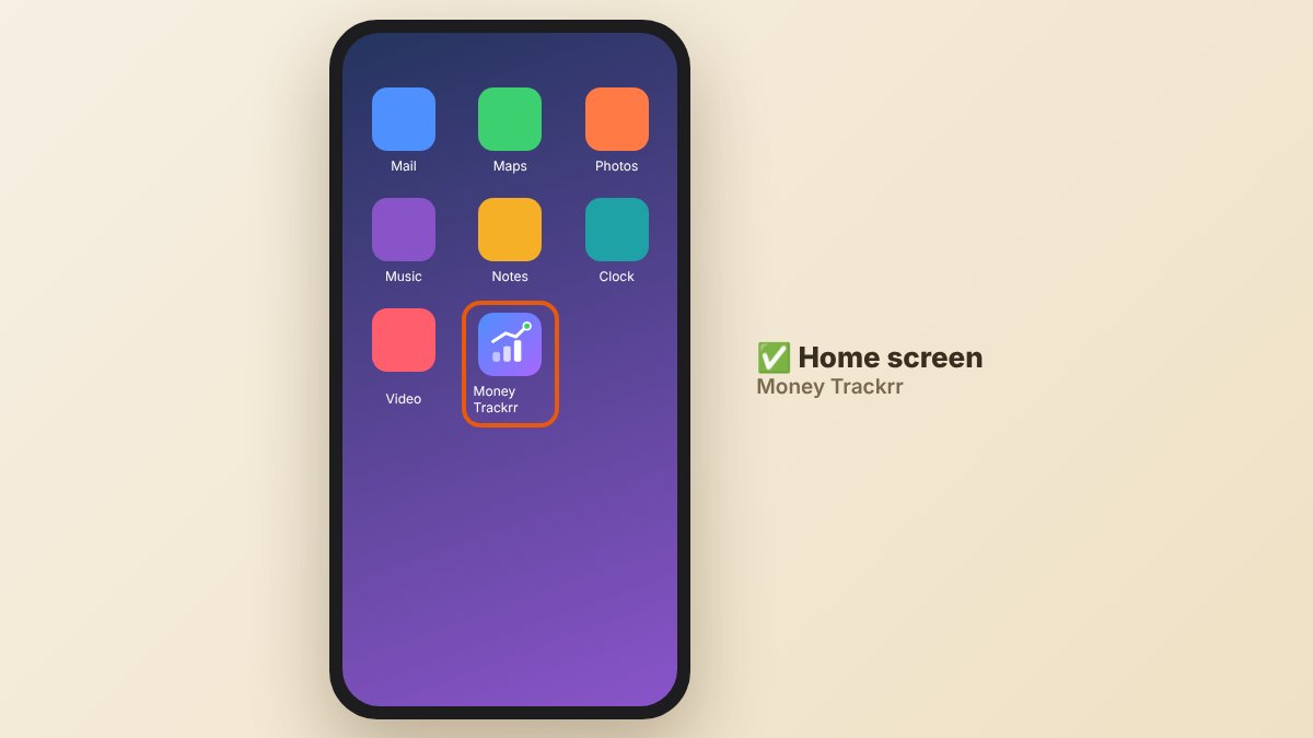 The Money Trackrr icon on a phone's home screen
