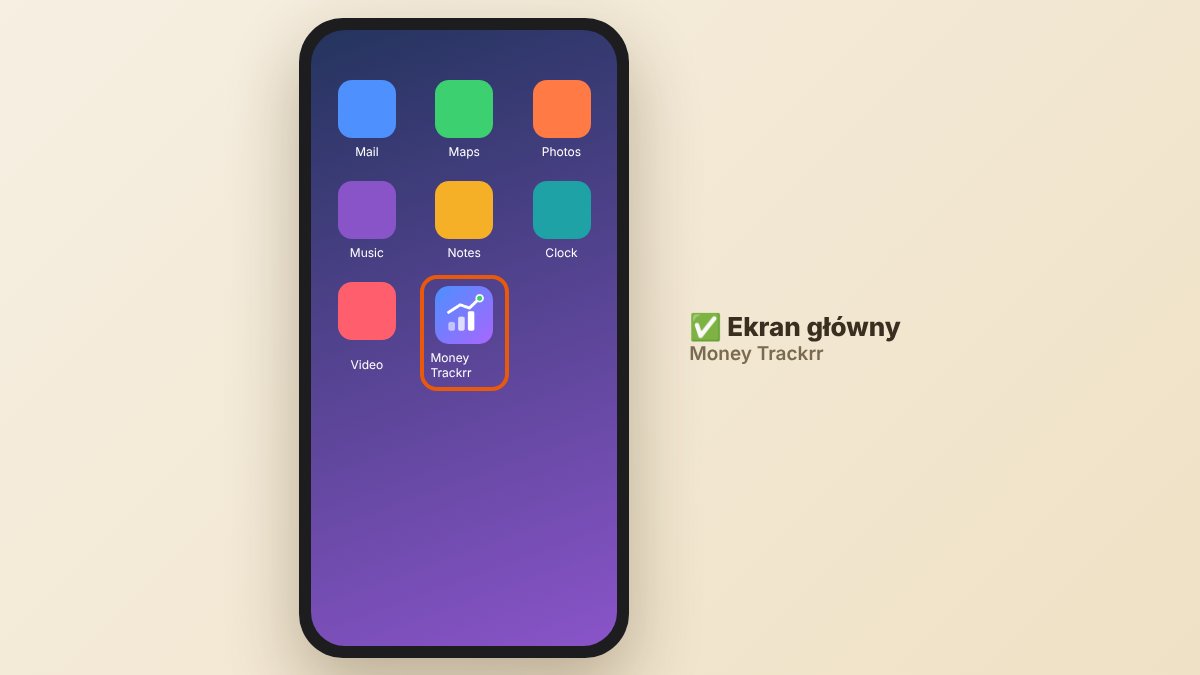 Ikona Money Trackrr na ekranie głównym telefonu